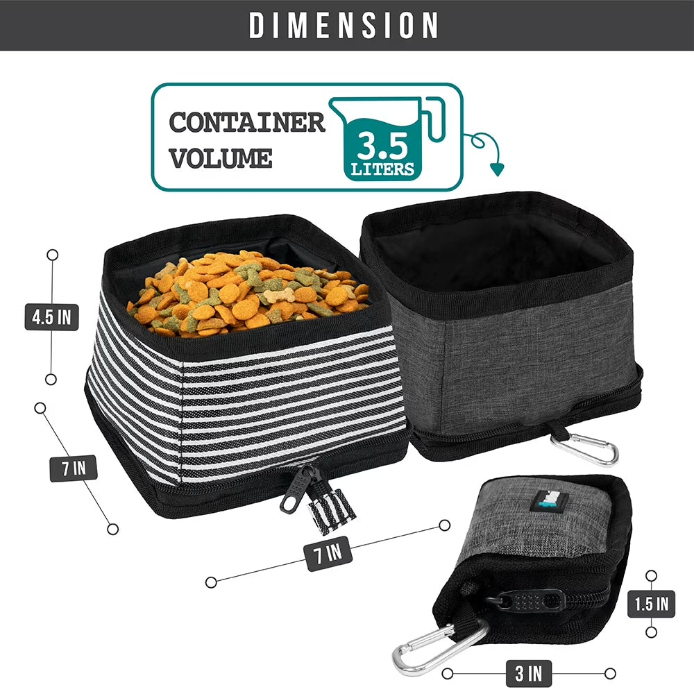 Collapsible Dog Bowls 2 Pack, Food and Water Bowls Travel Set, Portable Pet Dish No Spill, Foldable Lightweight BPA Free Leakproof, Camping Hiking Walking