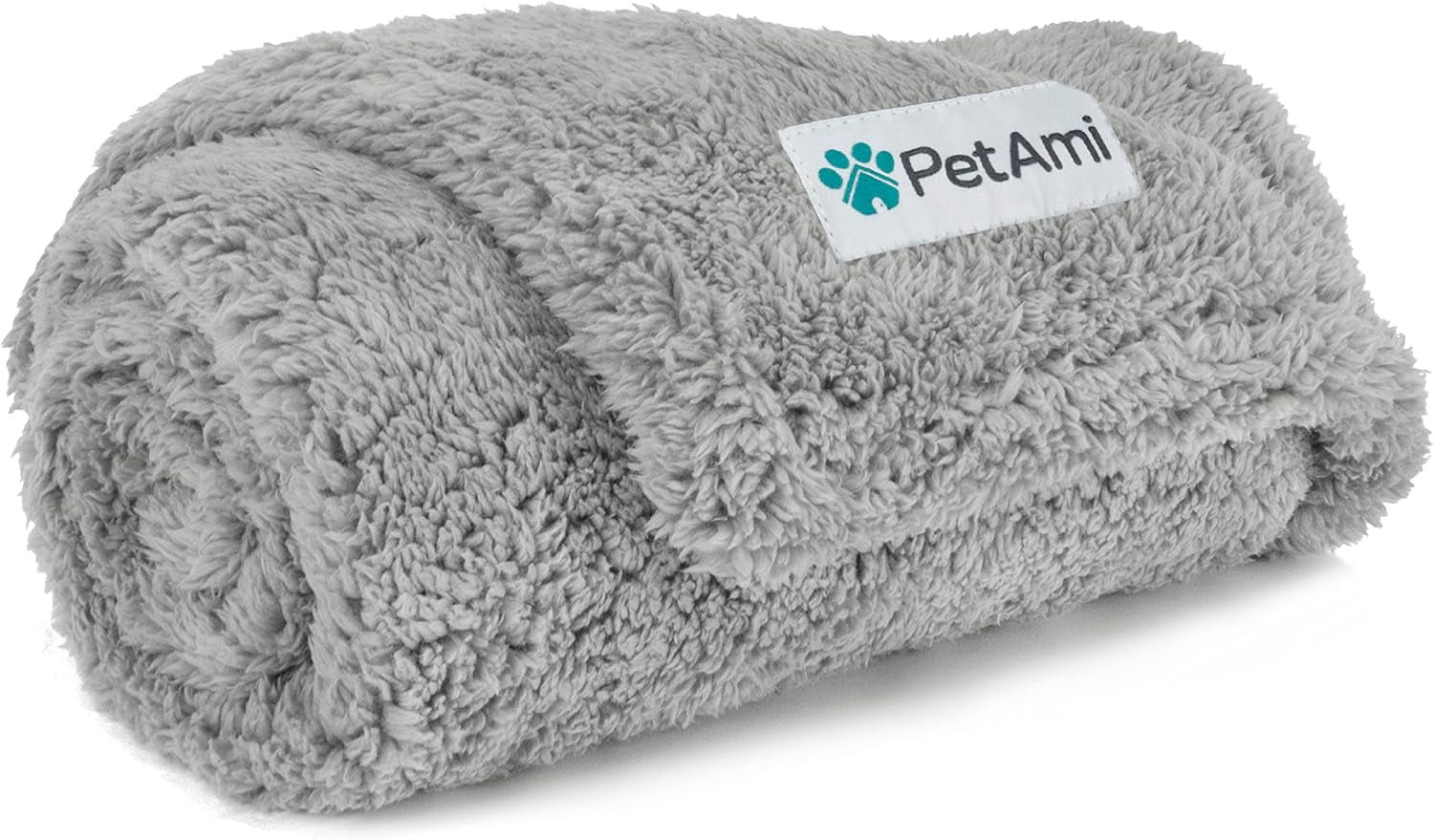 Petami Waterproof Fluffy Dog Blanket - Soft Sherpa Throw for Small to Medium Dogs, Reversible Couch Cover and Sofa Protector, Washable Plush Pad (Light Grey, 24x32)