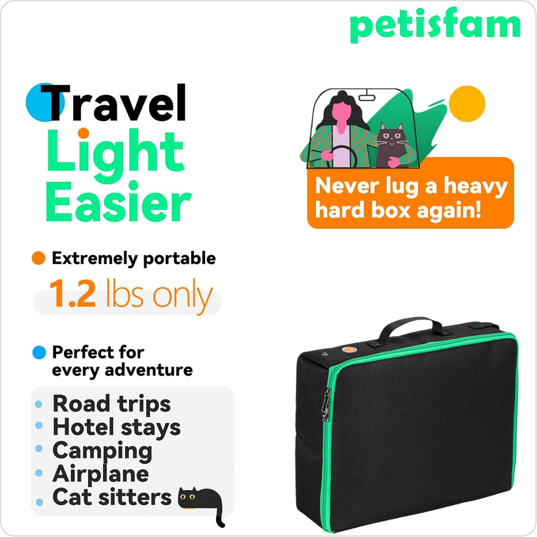 Petisfam Portable Travel Cat Litter Box with Lid for Odor Control - Convenient for Travel, Easy to Clean and Store