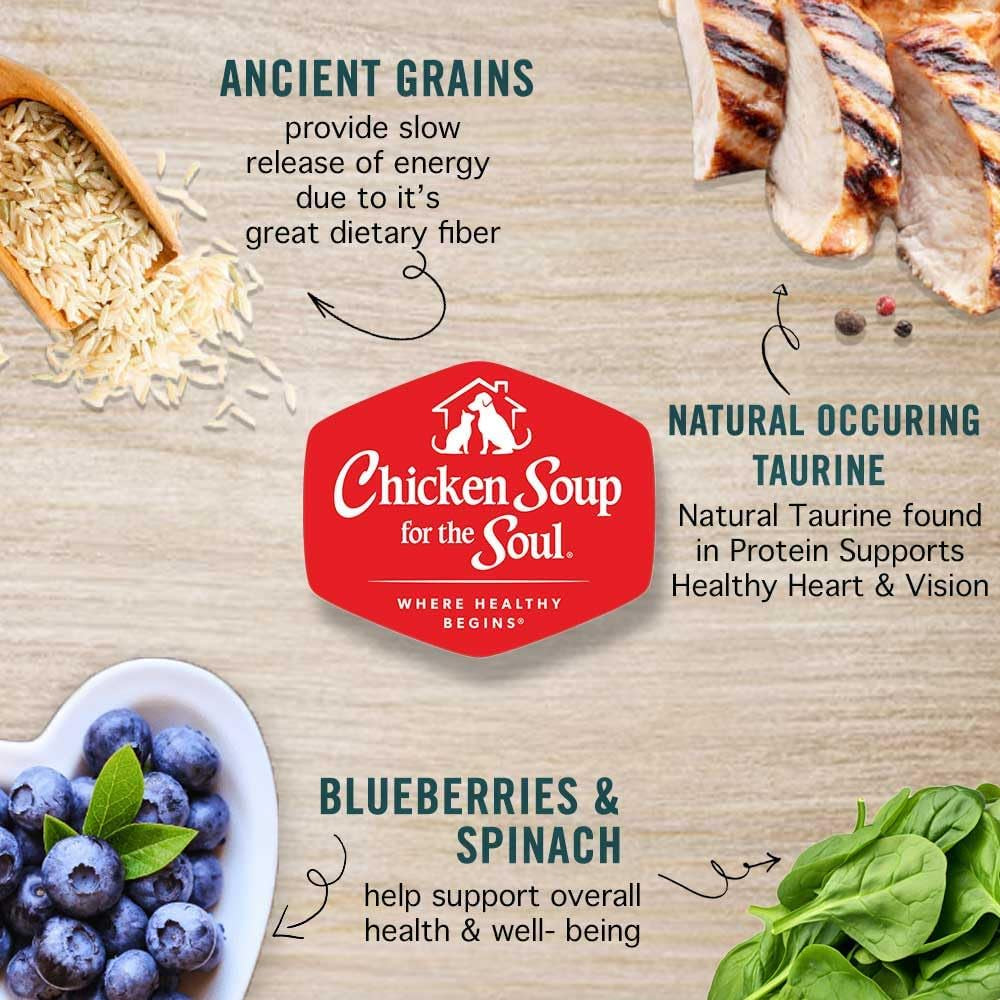 Chicken Soup for the Soul All-Natural Premium Dry Cat Food for Weight Management and Senior Cats, Real Chicken as First Ingredient, No By-Products, High Fiber/Low Fat Formula with Chicken & Brown Rice, 4.5 lb