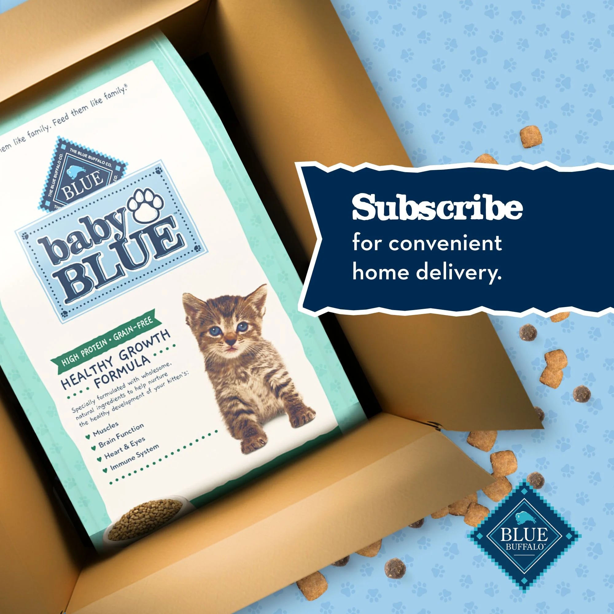 Baby BLUE Natural Kitten Dry Cat Food for Healthy Growth, Chicken, 2-Lb. Bag