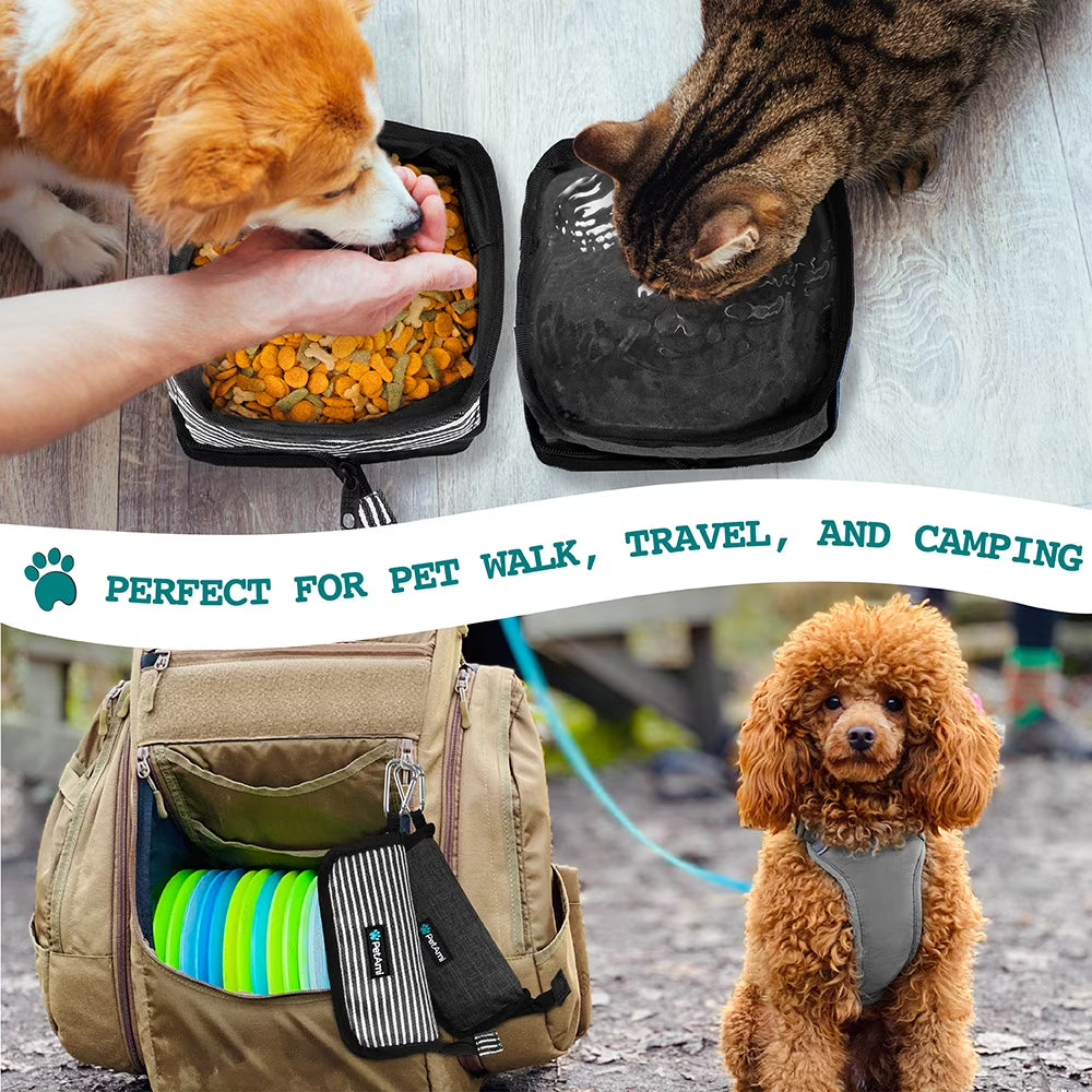 Collapsible Dog Bowls 2 Pack, Food and Water Bowls Travel Set, Portable Pet Dish No Spill, Foldable Lightweight BPA Free Leakproof, Camping Hiking Walking