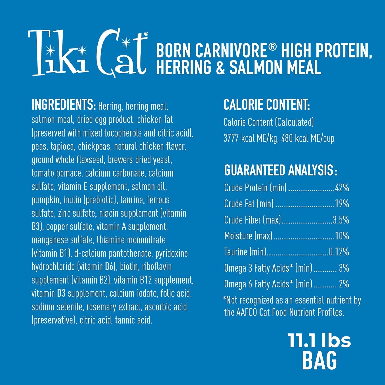 Tiki Cat Born Carnivore High Protein Grain-Free Baked Kibble with Chicken, Herring, and Salmon Meal for Optimal Nutrition, 5.6 lbs.