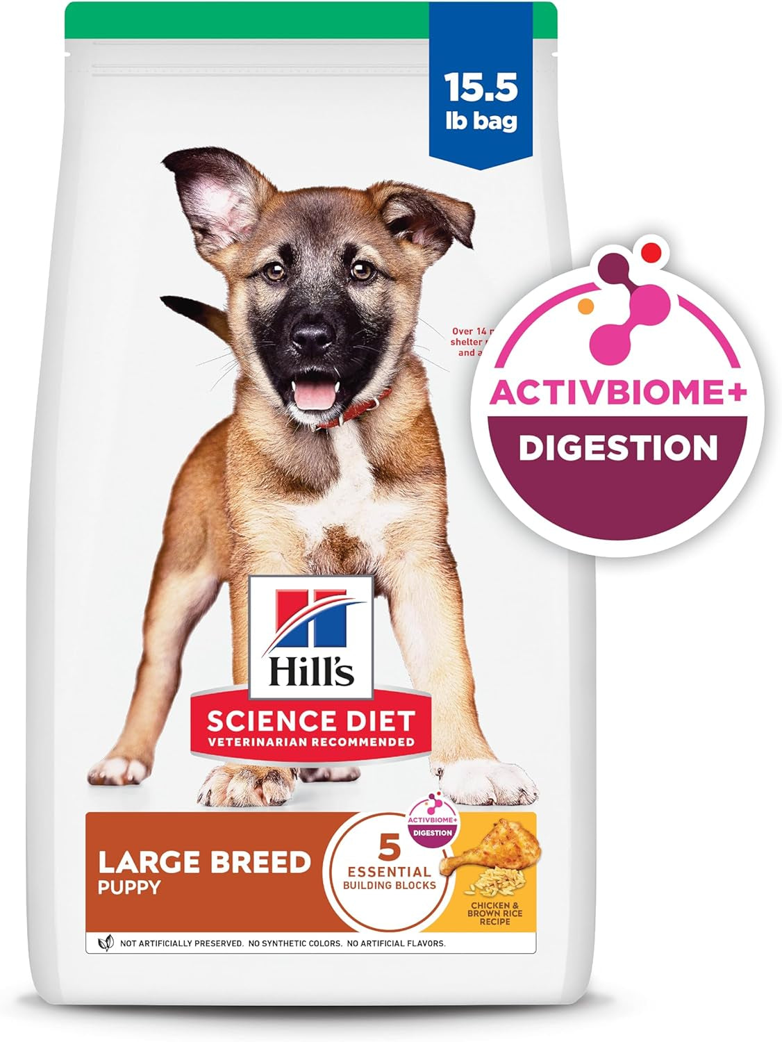 Hill's Science Diet Large Breed Puppy Food with DHA for Healthy Development, Chicken & Brown Rice, 15.5 lb Bag