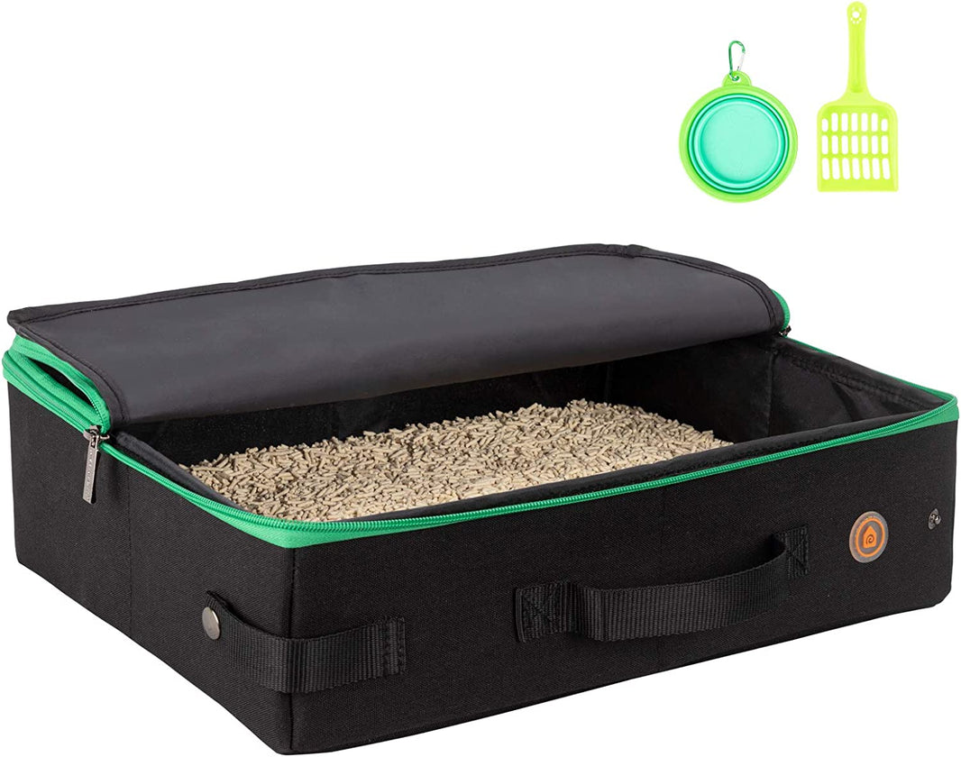 Petisfam Portable Travel Cat Litter Box with Lid for Odor Control - Convenient for Travel, Easy to Clean and Store