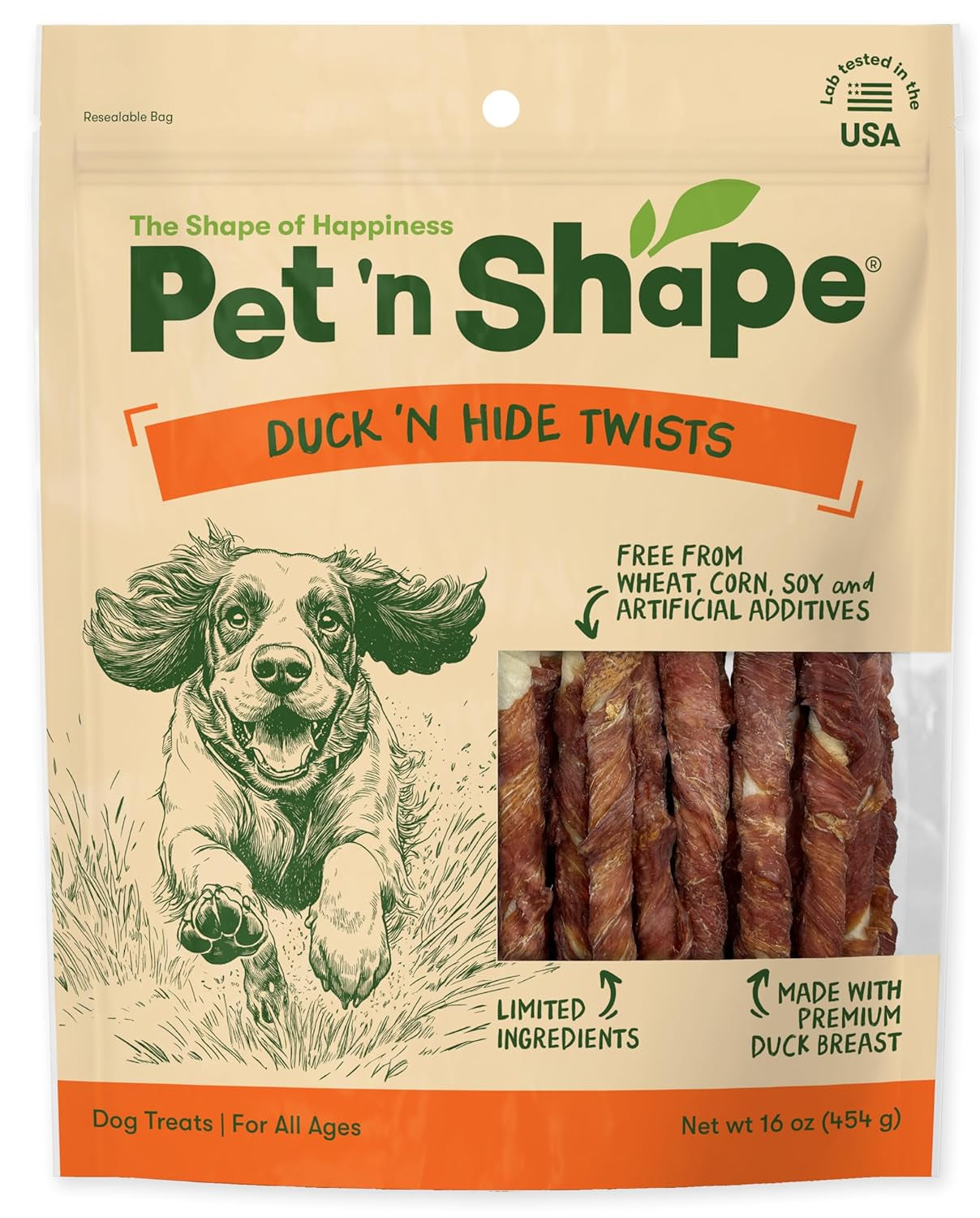 Pet 'N Shape Duck 'N Hide Twists - Natural Duck-Wrapped Rawhide Dog Treats, Small, 1 Pound (Single Pack)