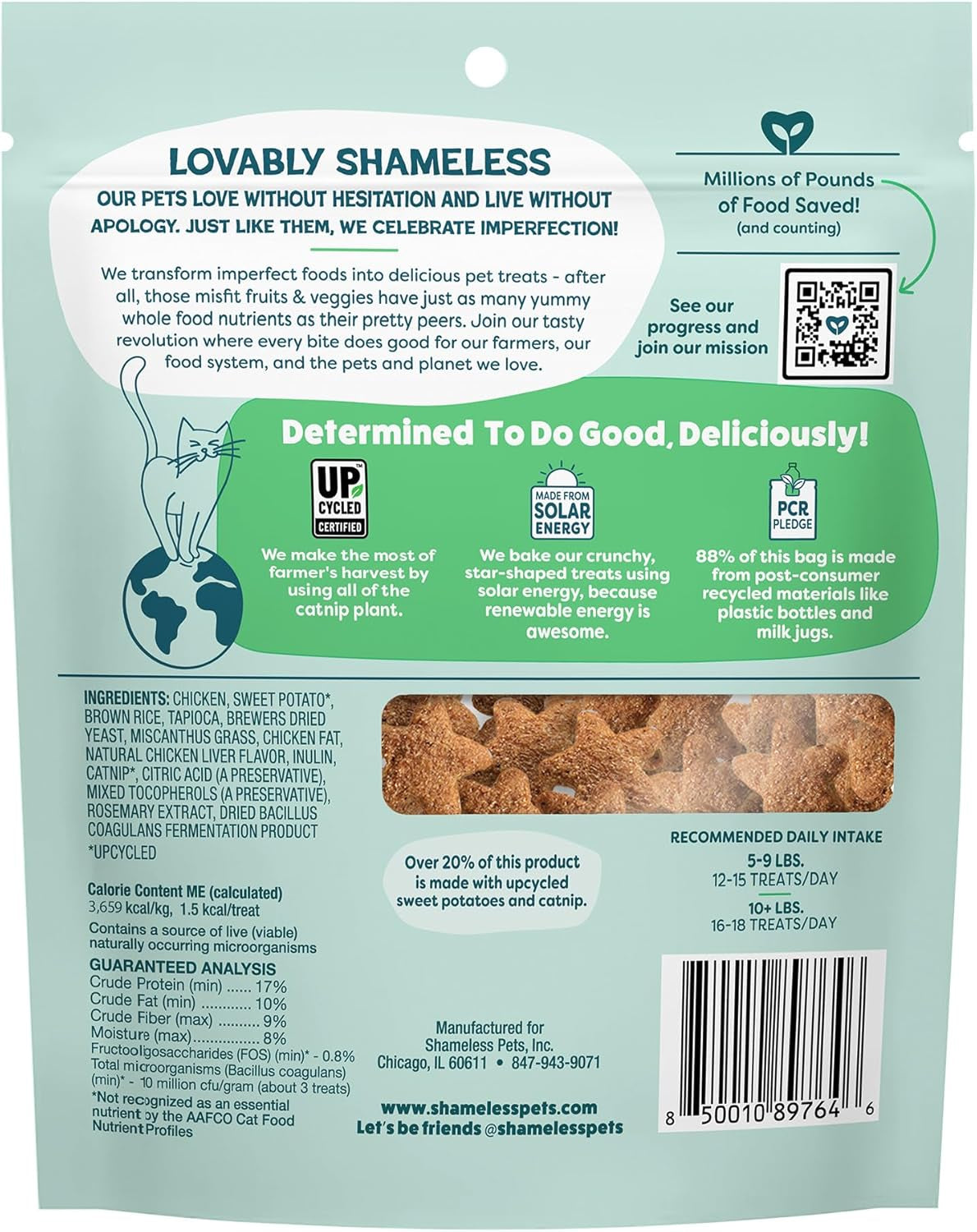 Shameless Pets Crunchy Cat Treats - Natural Salmon and Healthy Yam Flavor, 3-Pack