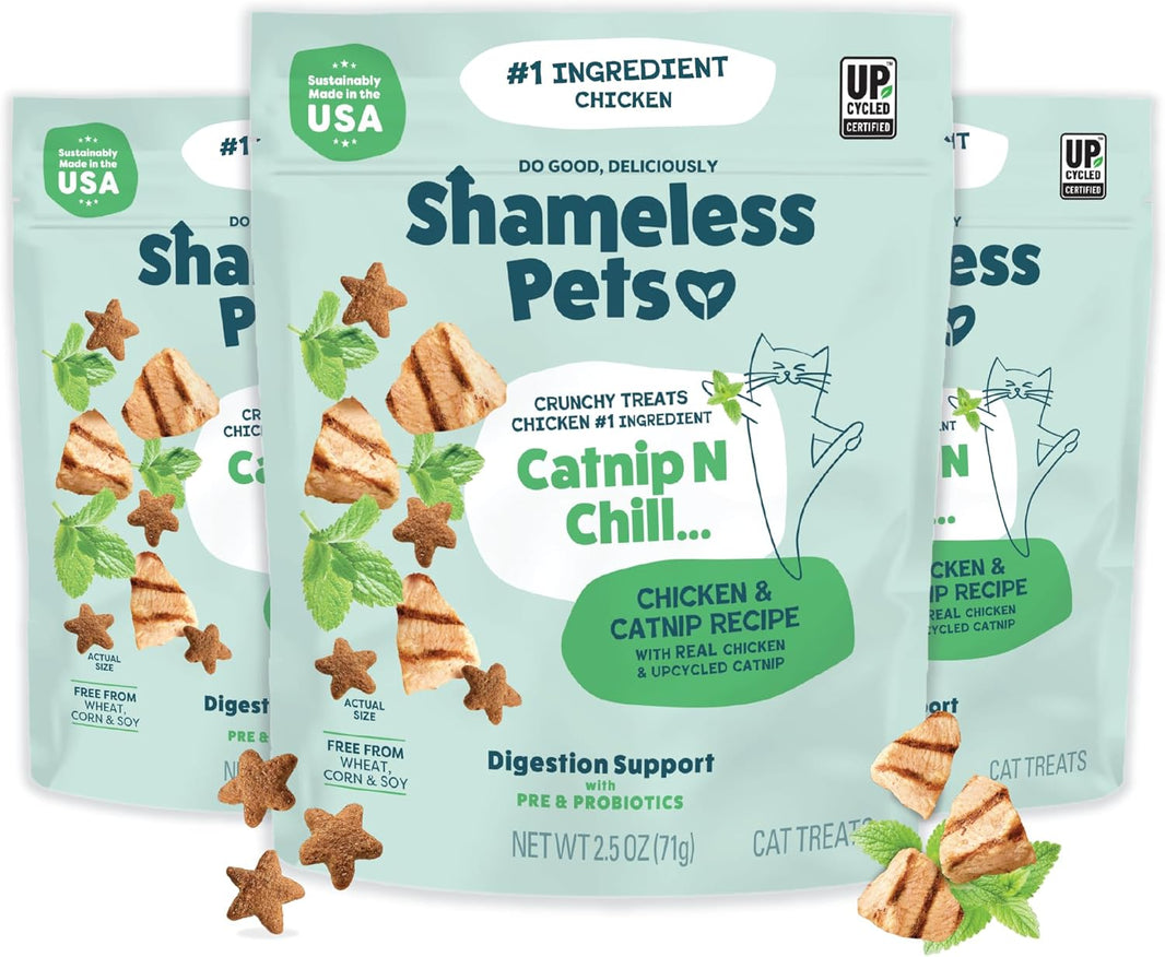 Shameless Pets Crunchy Cat Treats - Natural Salmon and Healthy Yam Flavor, 3-Pack