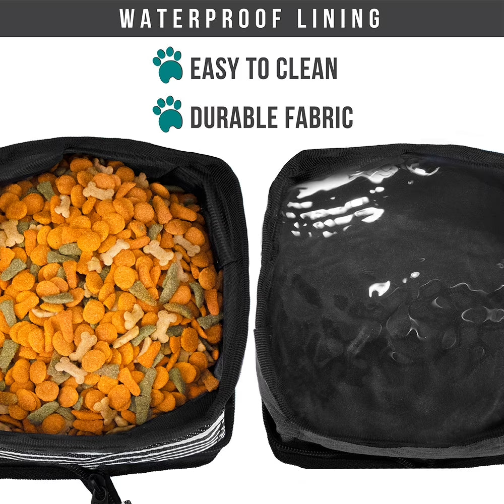 Collapsible Dog Bowls 2 Pack, Food and Water Bowls Travel Set, Portable Pet Dish No Spill, Foldable Lightweight BPA Free Leakproof, Camping Hiking Walking