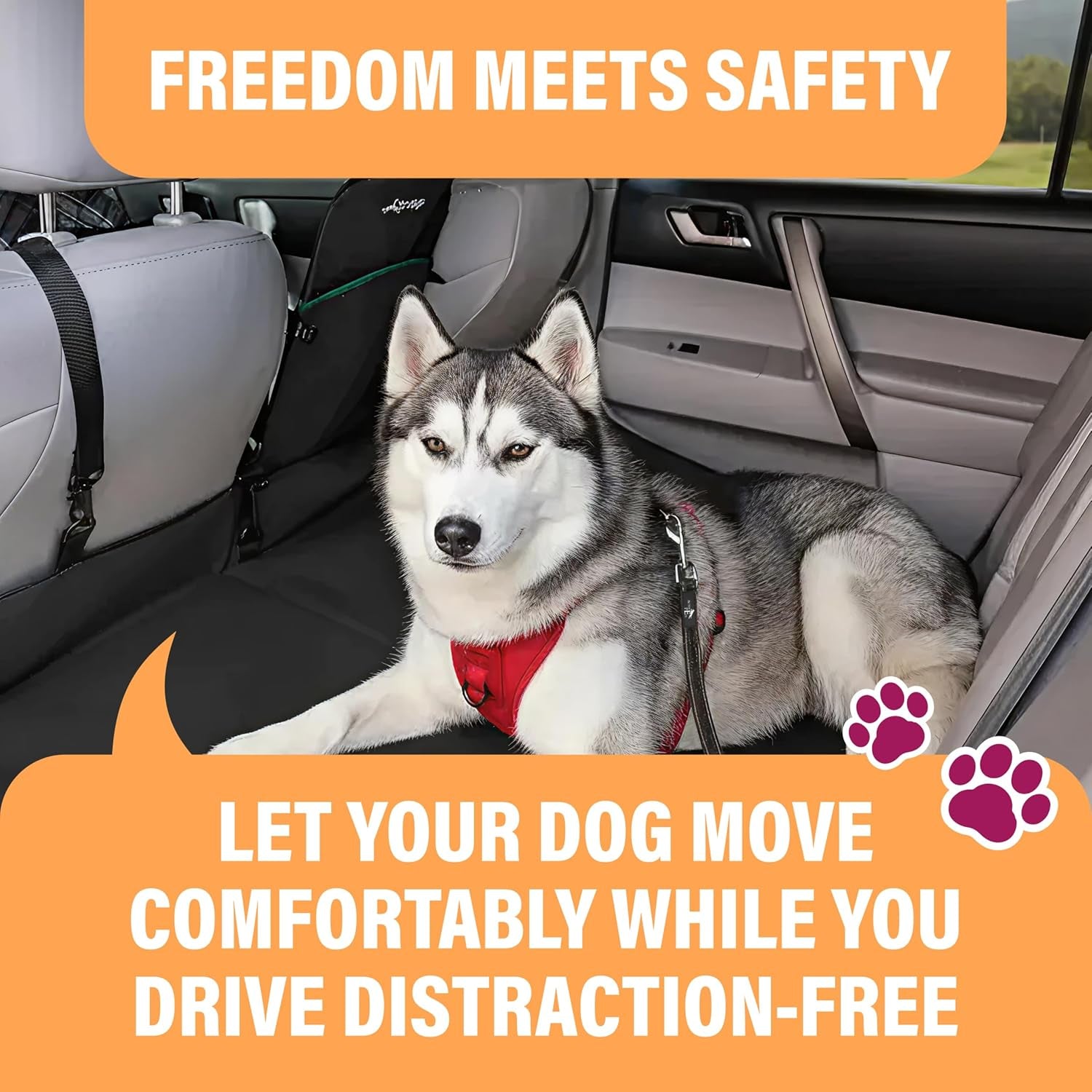 Active Pets Adjustable Orange Dog Car Seat Belt, Compatible with Harnesses and Collars, 18