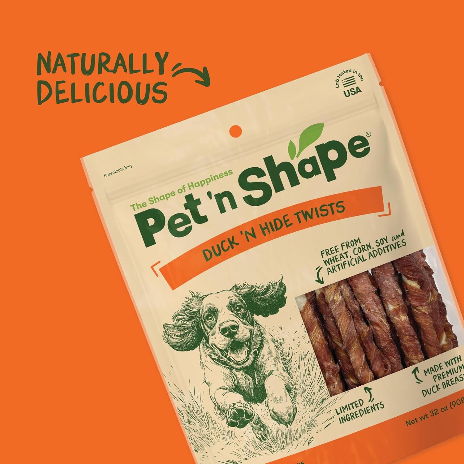 Pet 'N Shape Duck 'N Hide Twists - Natural Duck-Wrapped Rawhide Dog Treats, Small, 1 Pound (Single Pack)