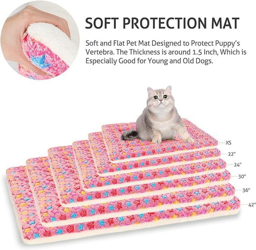 Mora Pets Ultra Soft Reversible Dog Bed Crate Pad with Star Print - Washable Pet Mat for Dogs and Cats, 29 x 21 Inch, Pink