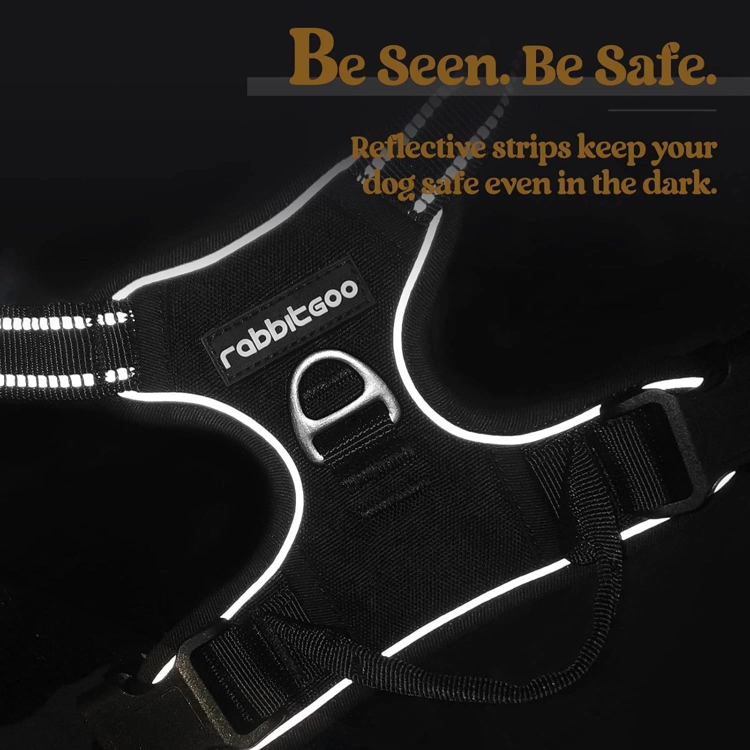 Ultimate No-Pull Dog Harness for Large Breeds - Adjustable, Reflective, and Comfortable with 2 Leash Clips and Easy Control Handle in Classic Black