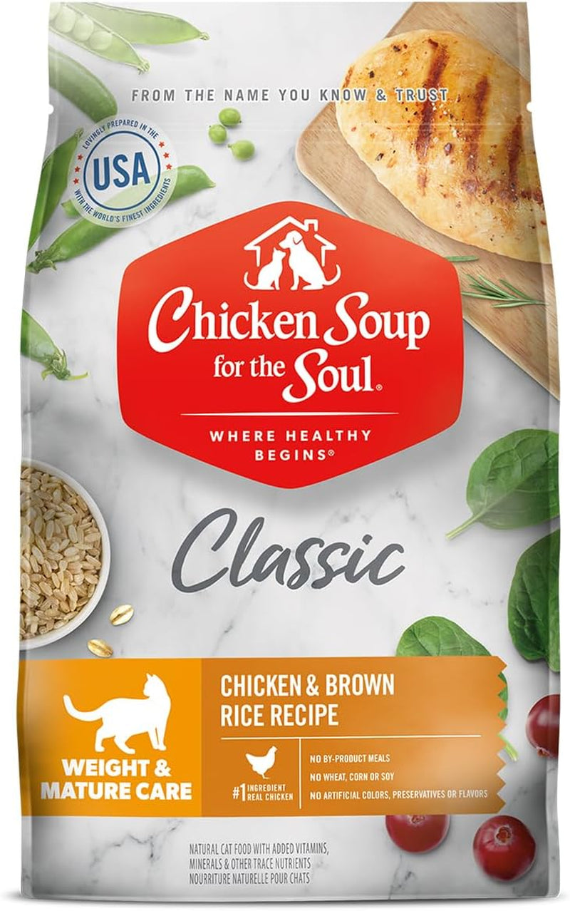 Chicken Soup for the Soul All-Natural Premium Dry Cat Food for Weight Management and Senior Cats, Real Chicken as First Ingredient, No By-Products, High Fiber/Low Fat Formula with Chicken & Brown Rice, 4.5 lb