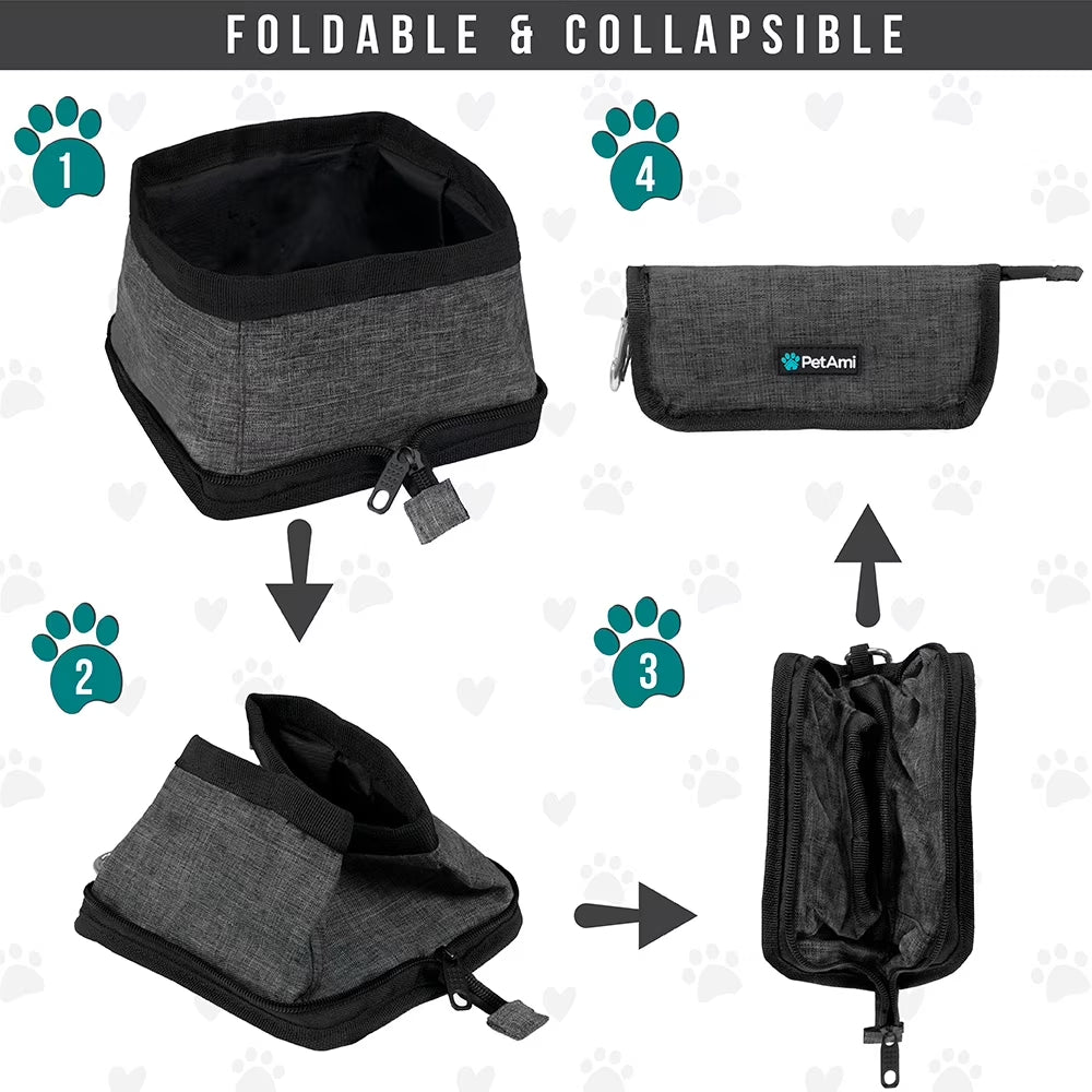 Collapsible Dog Bowls 2 Pack, Food and Water Bowls Travel Set, Portable Pet Dish No Spill, Foldable Lightweight BPA Free Leakproof, Camping Hiking Walking