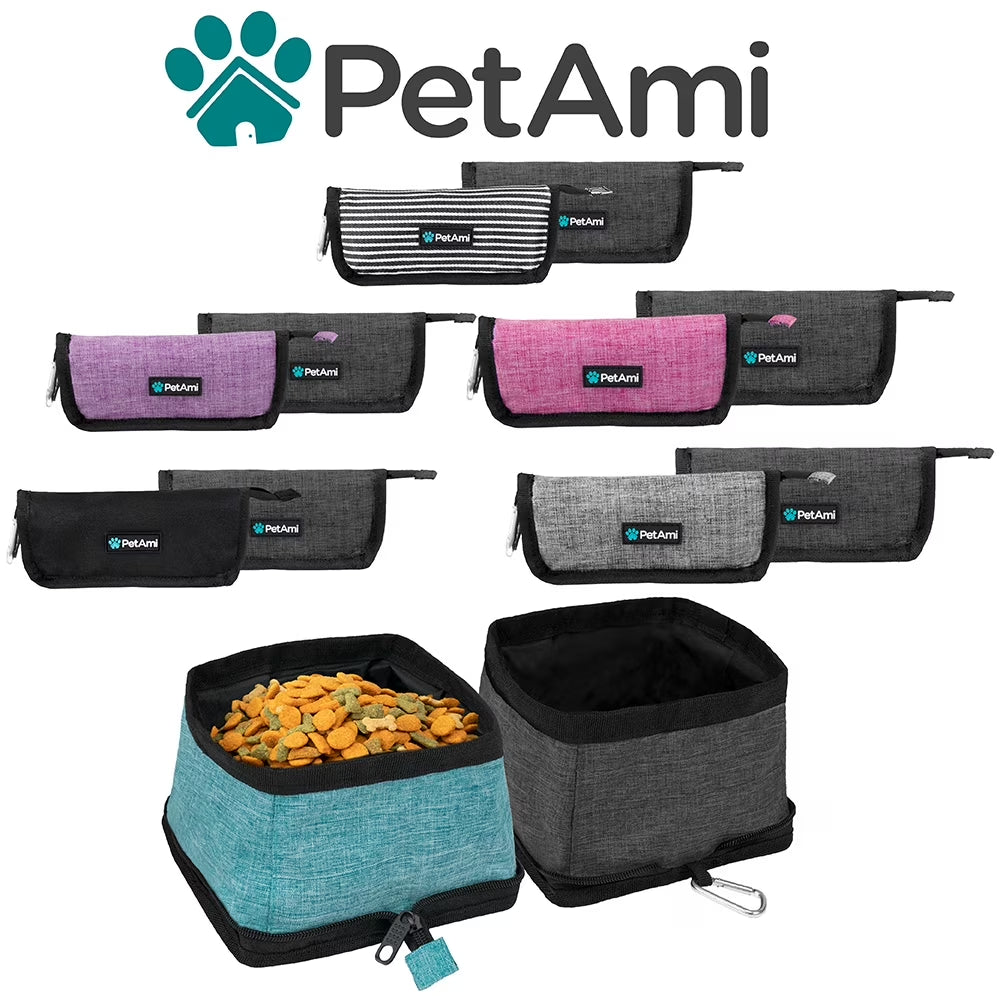 Collapsible Dog Bowls 2 Pack, Food and Water Bowls Travel Set, Portable Pet Dish No Spill, Foldable Lightweight BPA Free Leakproof, Camping Hiking Walking