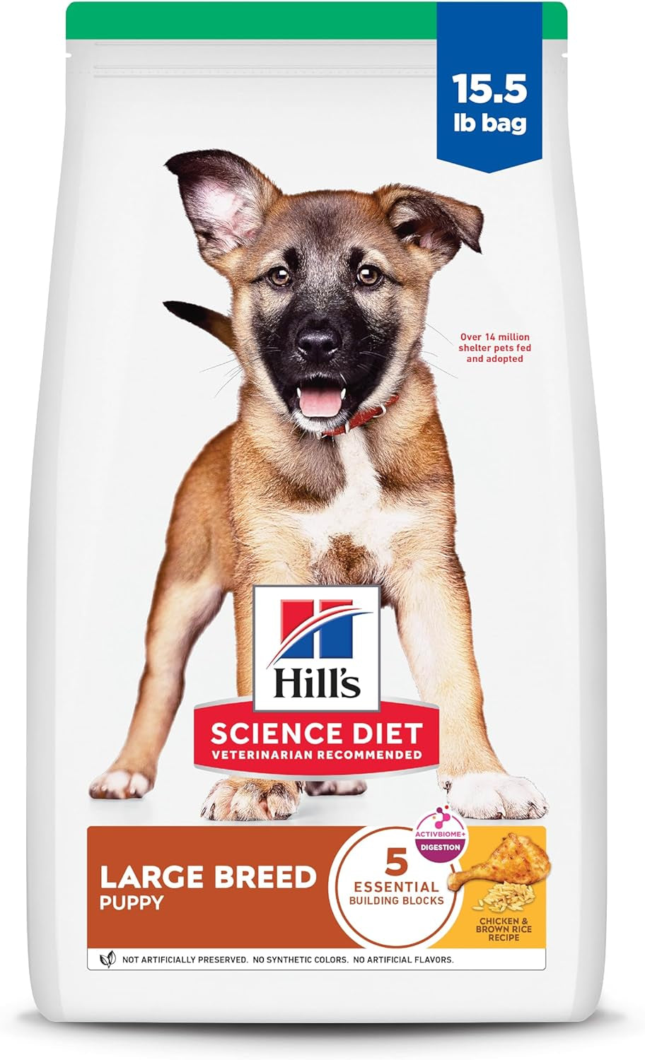 Hill's Science Diet Large Breed Puppy Food with DHA for Healthy Development, Chicken & Brown Rice, 15.5 lb Bag