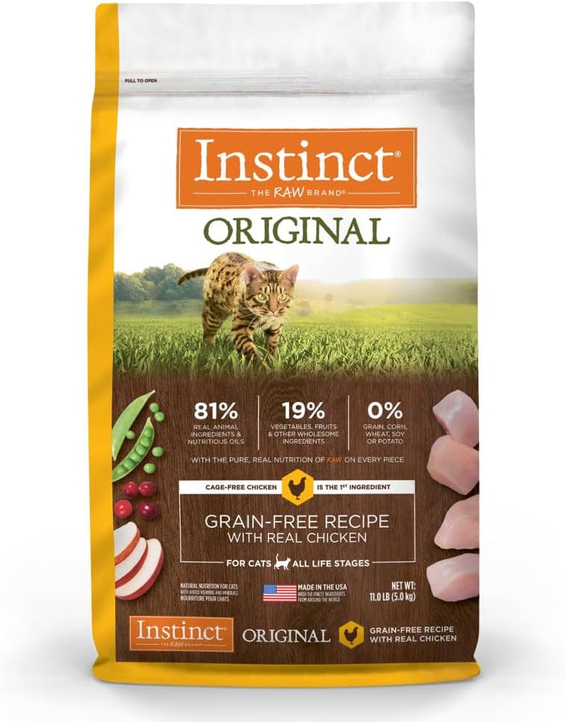 Instinct Original Grain-Free Dry Cat Food with Raw Coated Kibble, High Protein Recipe Featuring Real Chicken, 11 lb Bag