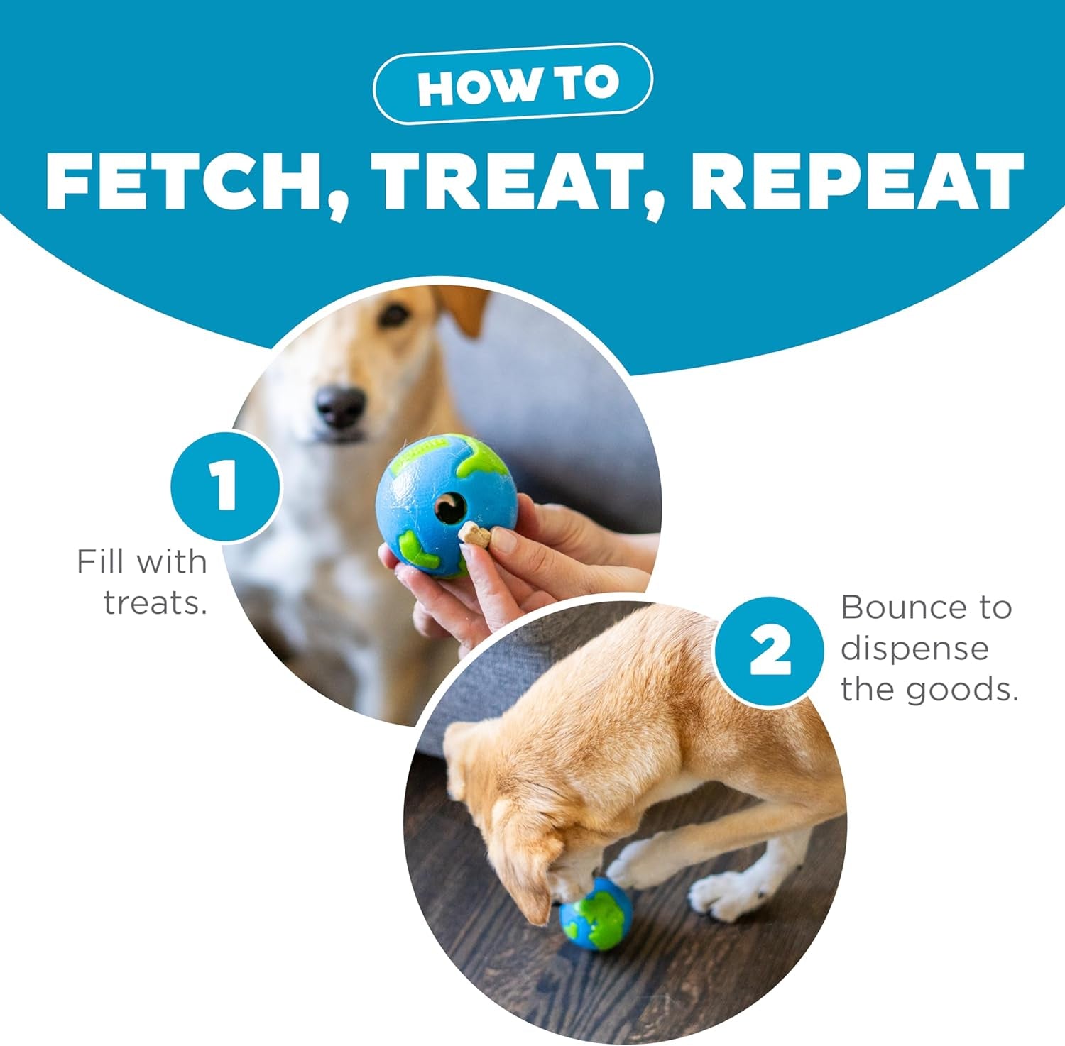 Outward Hound Orbee-Tuff Planet Ball Treat-Dispensing Dog Toy in Blue/Green, Small Size