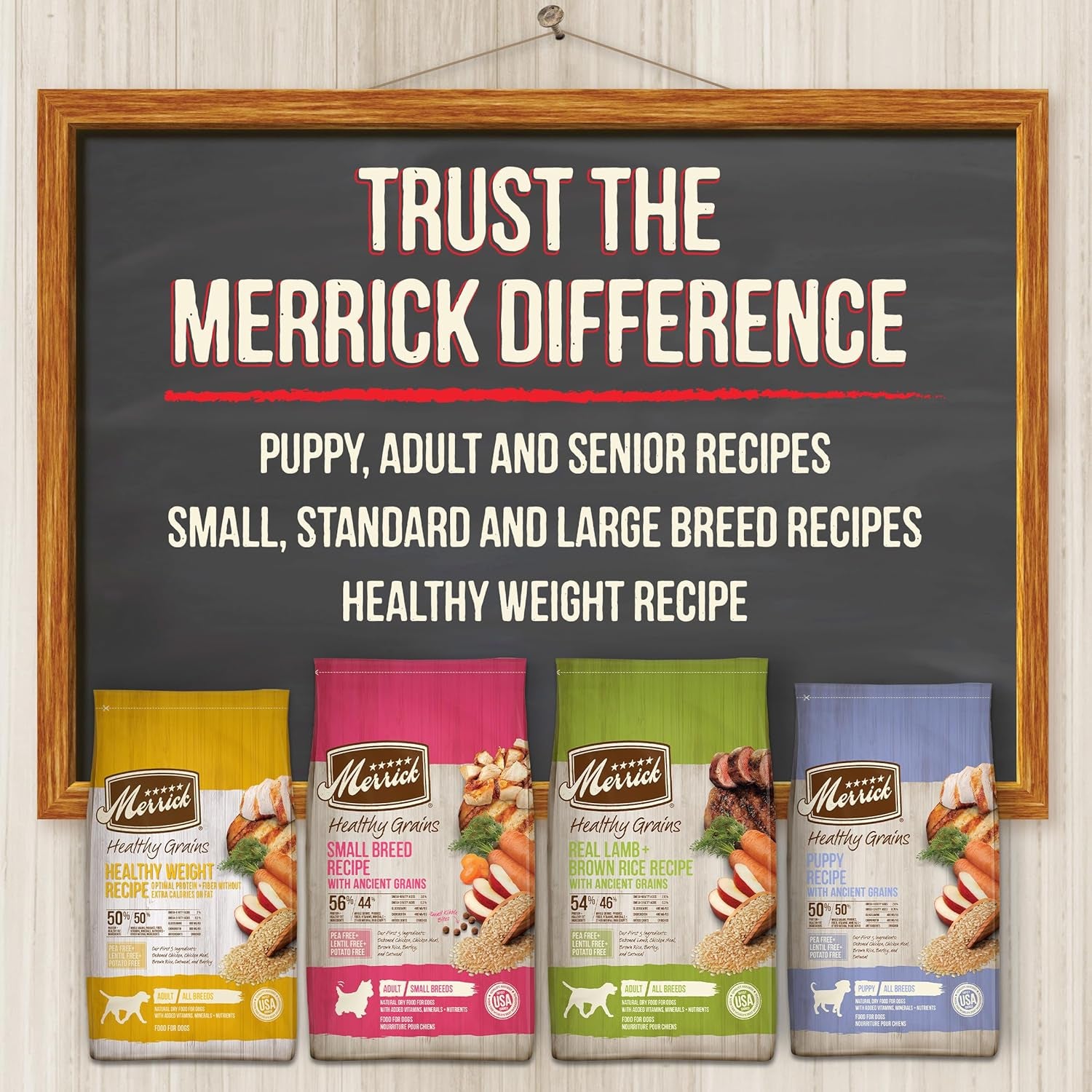 Merrick Healthy Grains Premium Dry Dog Food for Small Breeds, Natural Kibble Recipe - 4.0 lb Bag