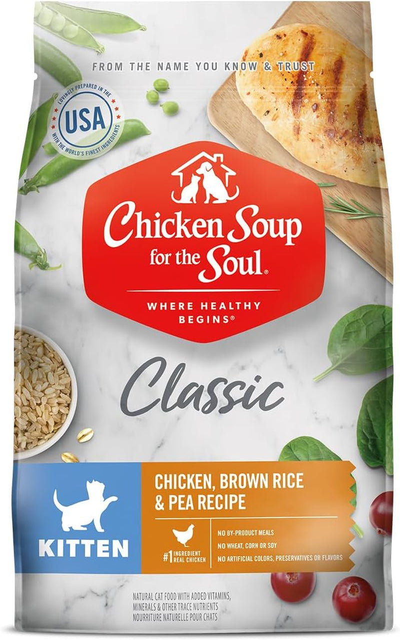 Chicken Soup for the Soul All-Natural Premium Dry Kitten Food with Real Meat as the First Ingredient, No By-Products, Supports Brain and Vision Development, Chicken, Brown Rice, and Pea, 4.5 lbs