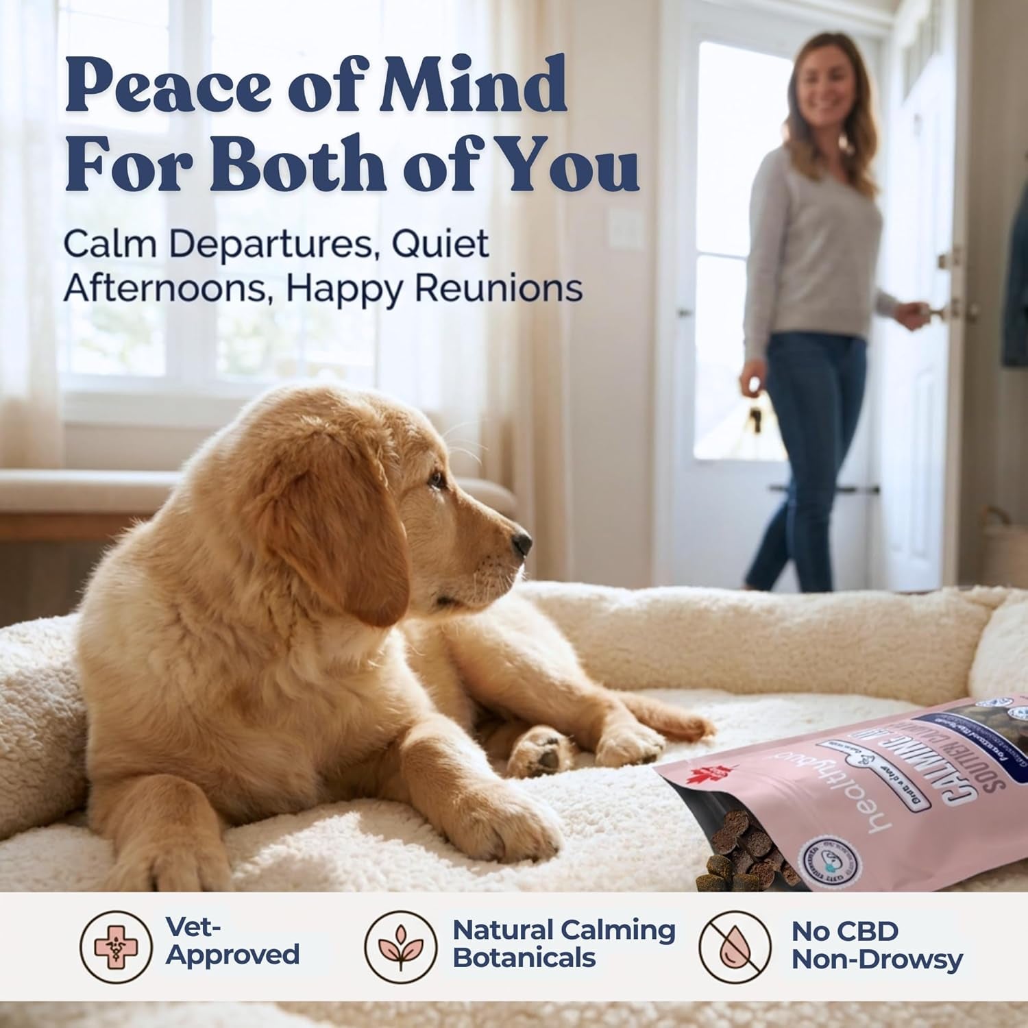 Healthybud Calming Aid: Natural Duck Dog Treats and Toppers for Stress Relief and Separation Anxiety Support (4.6 oz per Pack, 2-Pack)