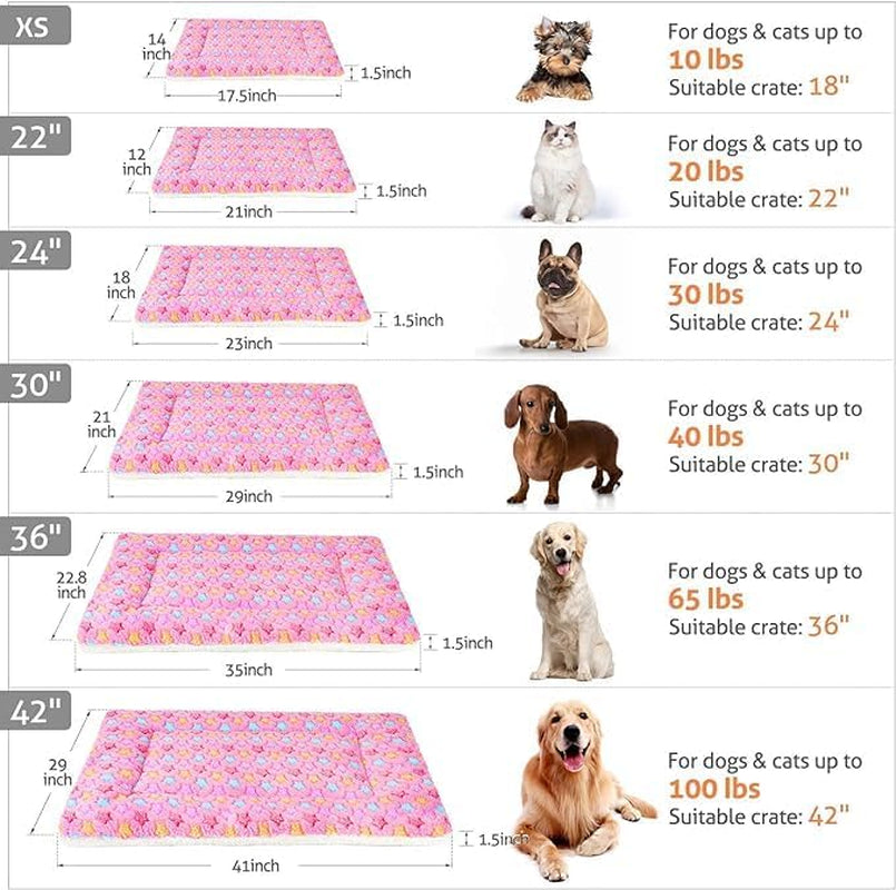 Mora Pets Ultra Soft Reversible Dog Bed Crate Pad with Star Print - Washable Pet Mat for Dogs and Cats, 29 x 21 Inch, Pink