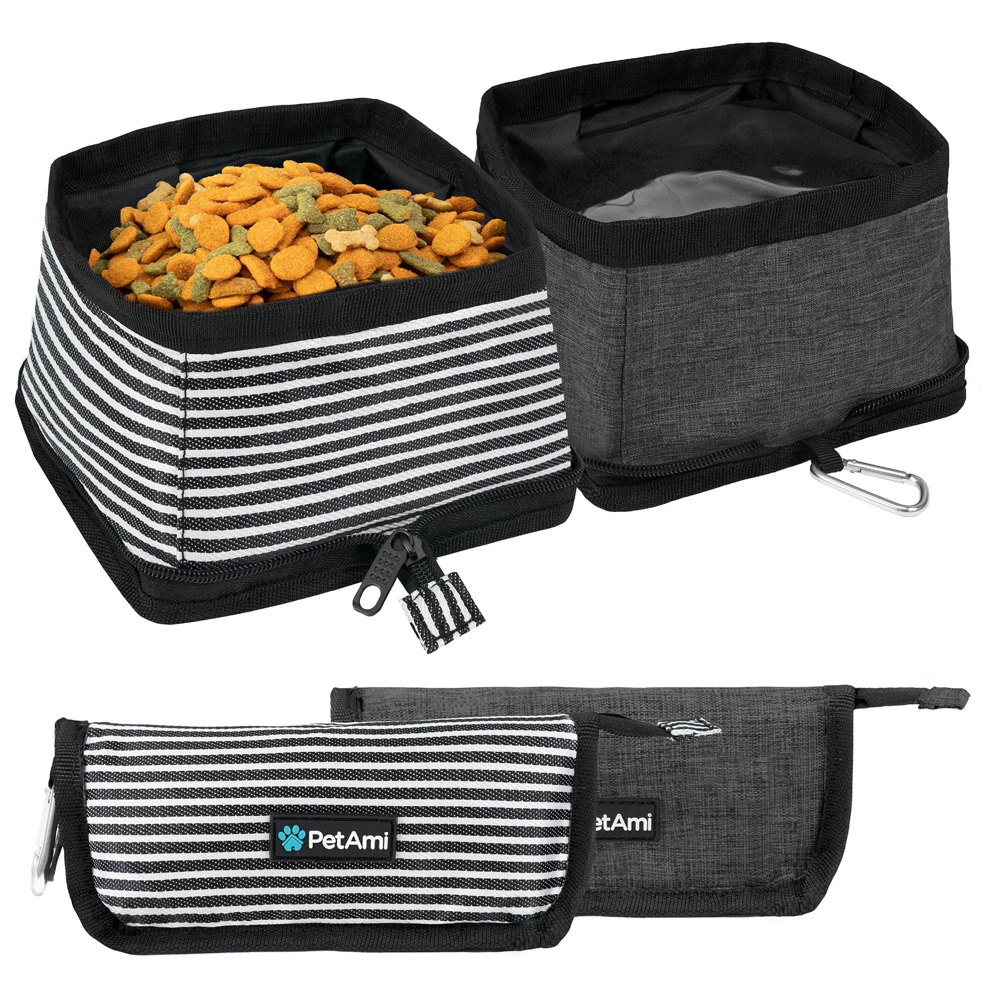 Collapsible Dog Bowls 2 Pack, Food and Water Bowls Travel Set, Portable Pet Dish No Spill, Foldable Lightweight BPA Free Leakproof, Camping Hiking Walking