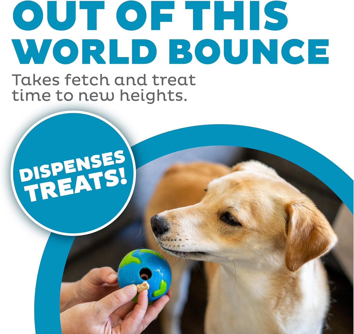 Outward Hound Orbee-Tuff Planet Ball Treat-Dispensing Dog Toy in Blue/Green, Small Size