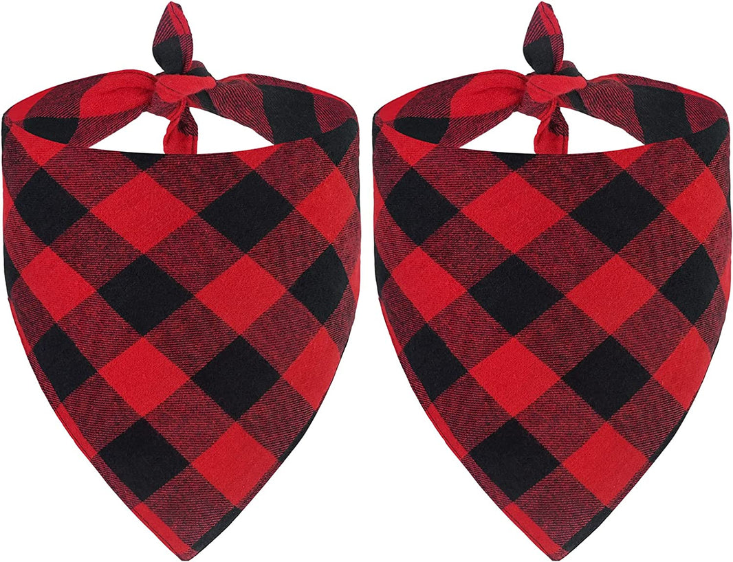 Celebrate the Season with Malier's Reversible Christmas Classic Buffalo Red Plaid Dog Bandanas - 2 Pack for Stylish Pets of All Sizes