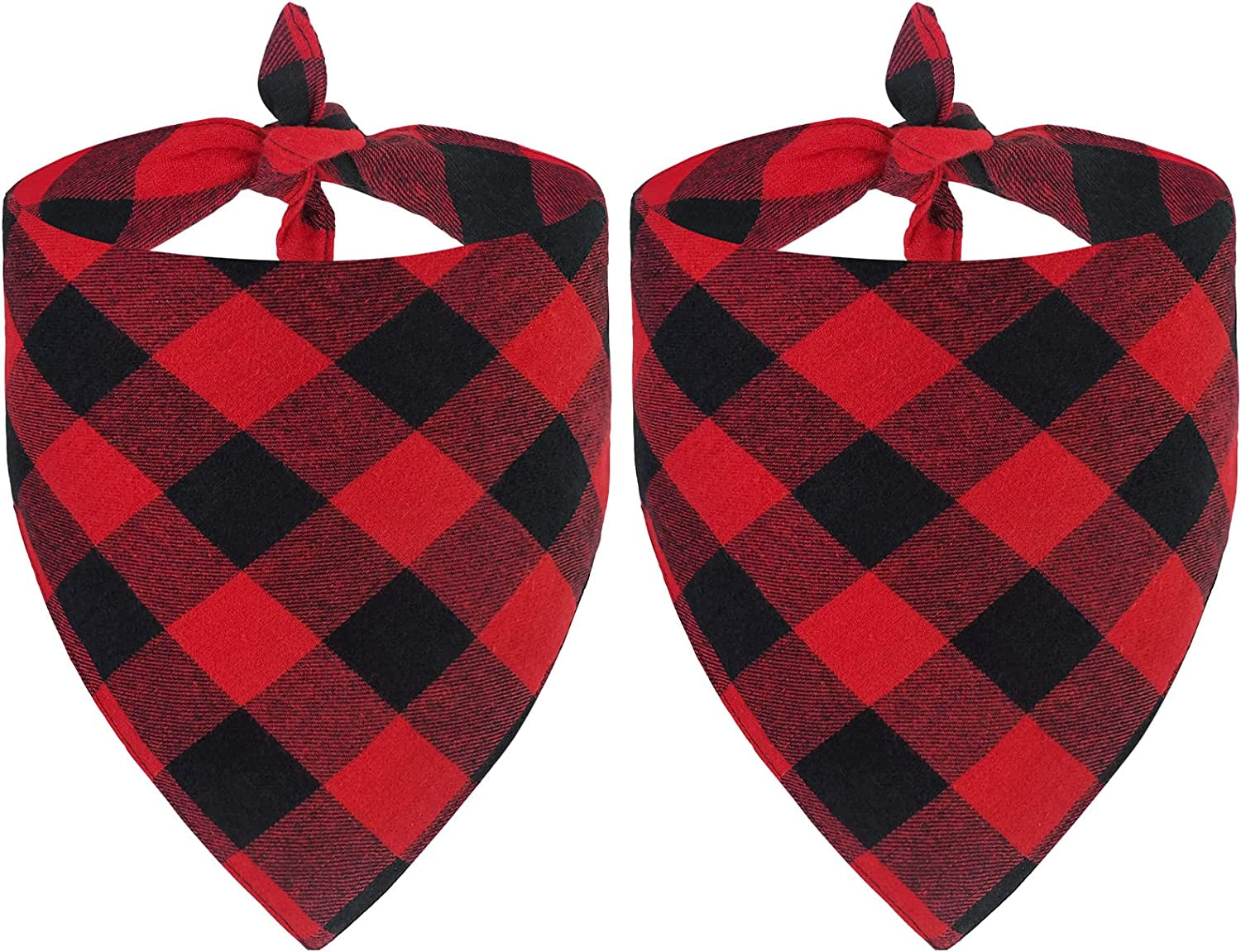 Celebrate the Season with Malier's Reversible Christmas Classic Buffalo Red Plaid Dog Bandanas - 2 Pack for Stylish Pets of All Sizes