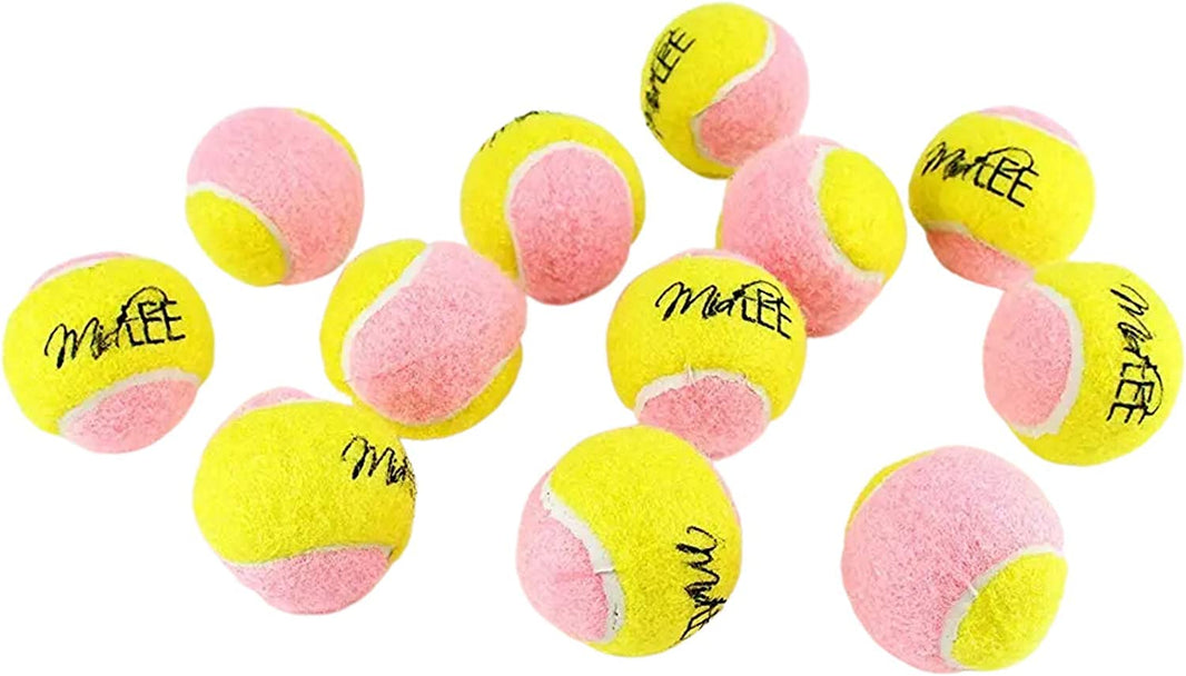 Midlee X-Small Dog Tennis Balls 1.5" - Pack of 12 Mini Fetch Balls for Puppies - Yellow and Pink