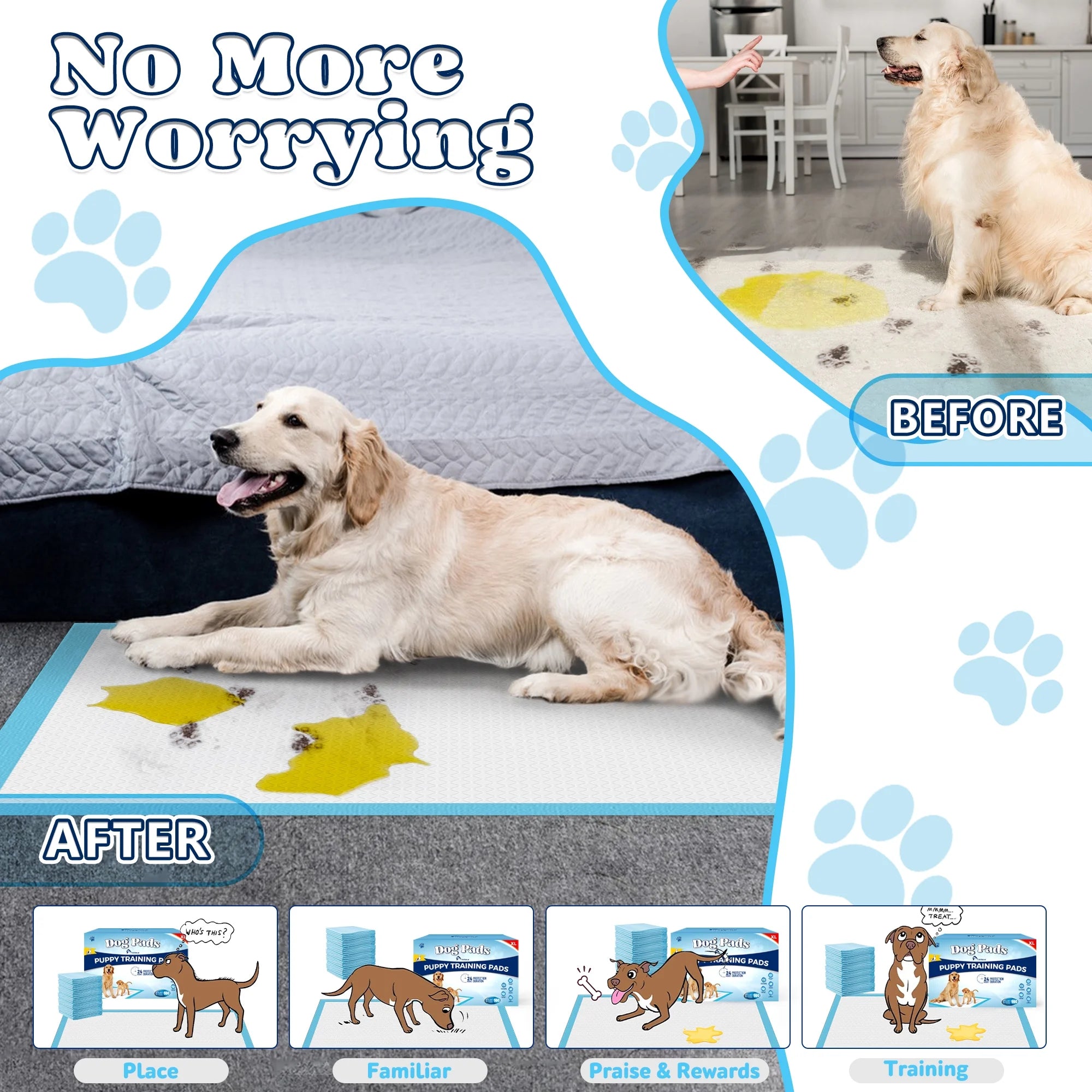 Dog Training Pads, XL, 26 in X 30 In, 100 Count Disposable Dog Pads, Puppy Pee Pads