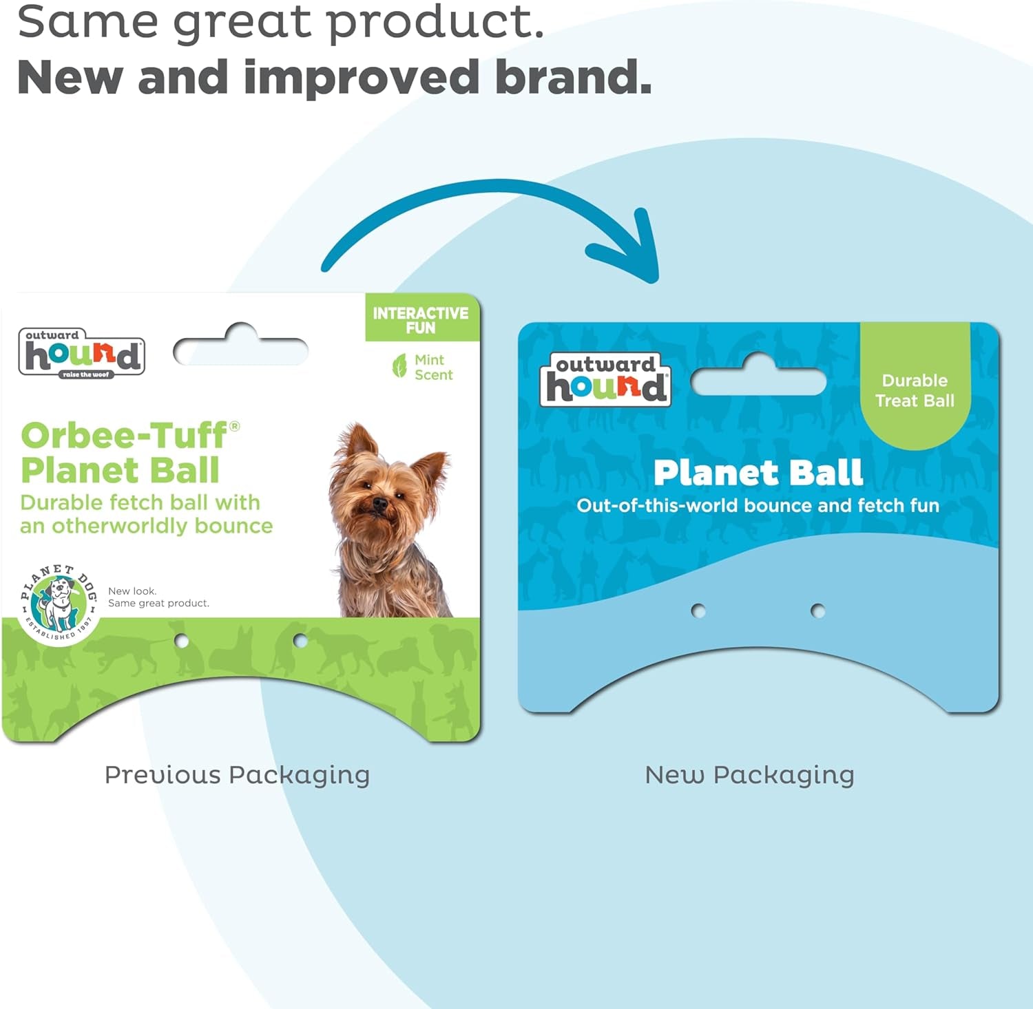 Outward Hound Orbee-Tuff Planet Ball Treat-Dispensing Dog Toy in Blue/Green, Small Size